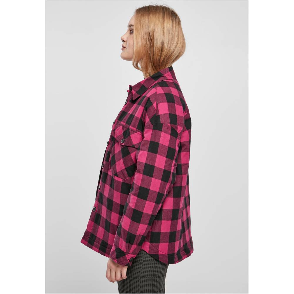Urban Classics - Flanell Padded Overshirt Chemisier - Noir/Rose